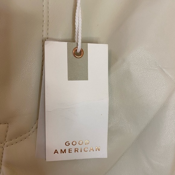 NWT Good American Faux Leather Taupe Boot Cut Crop Pants - Picture 4 of 5